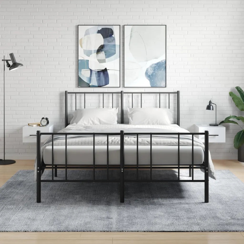 Set di 2 Comodini | Armadio da Notte | Mobiletto da notte a Muro Bianco Lucido 35x35x20 cm