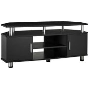Mobile Porta TV Classico da Soggiorno con 2 ripiani e 2 Armadietti, in MDF e Acciaio Inox, Nero, 120x39.5x52cm