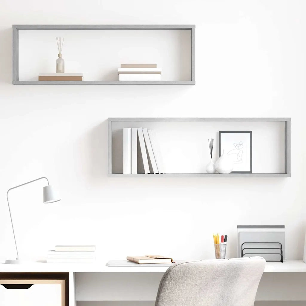 Mensole a Cubo 2 pz Grigio Cemento 80x15x26,5 cm in Truciolato cod mxl 52937