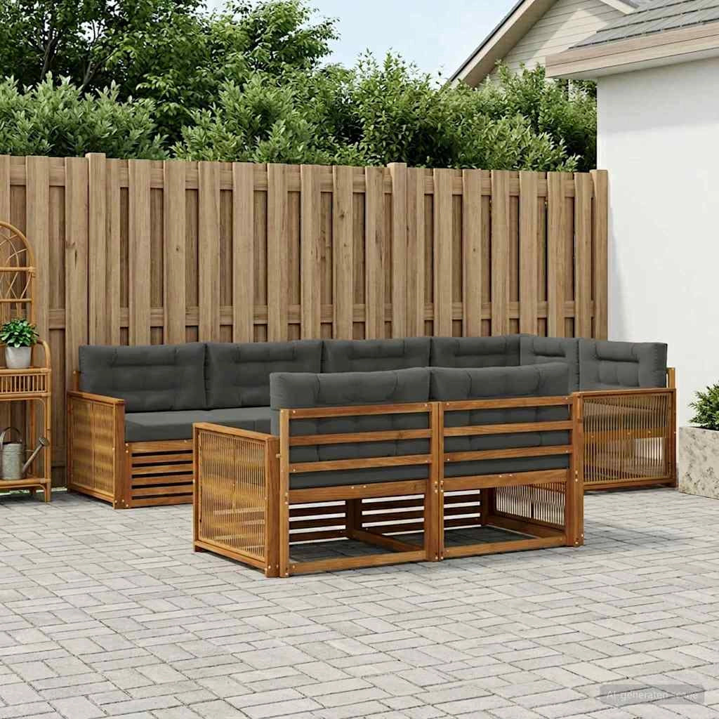 Set di divani da esterno 7 pz Naturale e Antracite 3383480