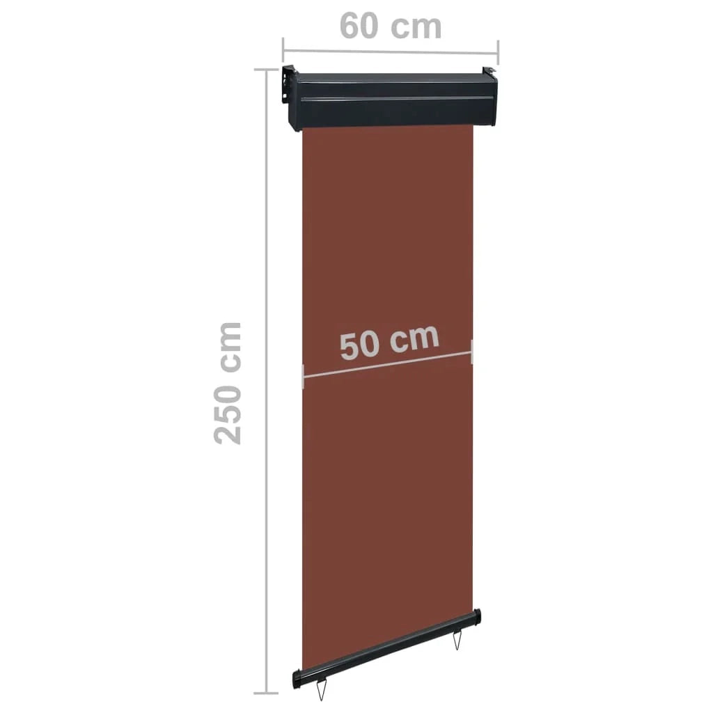 Tenda da sole laterale retrattile/schermo protettivo per patio giardino terrazza balcone 60 x 250 cm marrone 02_0007035