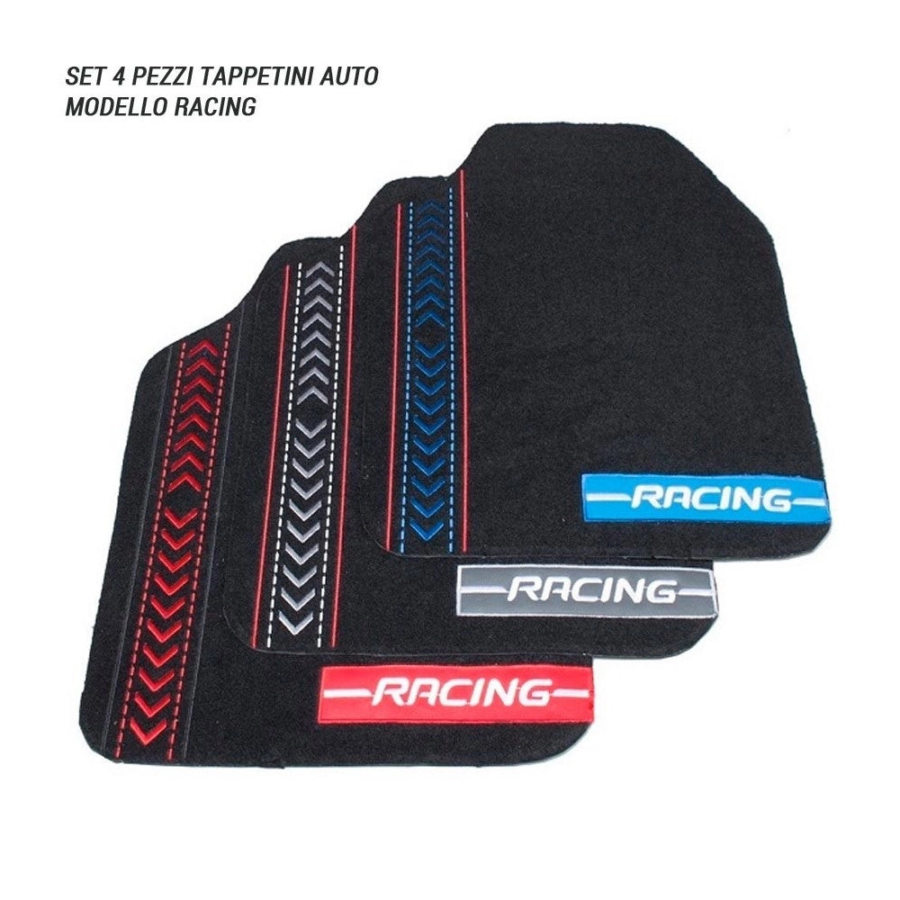Trade Shop - Tappetini Per Auto Universali Antiscivolo Set Tappeti 4pz. 3 Colori Racing -