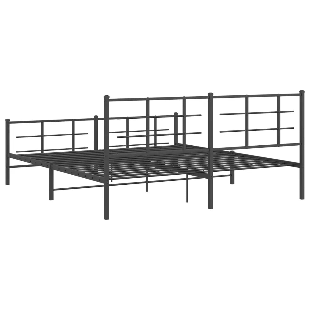 Giroletto con Testiera e Pediera-Struttura Letto Metallo Nero 183x213 cm 602848