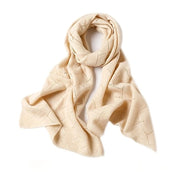 Scialle da donna in plu di beigemateriali, stile coreano, intrecciato a maglia a rete, dimensioni 158*38 cm