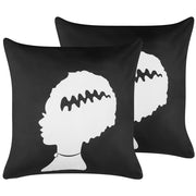 Set di 2 cuscini decorativi in velluto nero Frankenstein modello sposa 45 x 45 cm quadrati Halloween accessori decorazione
