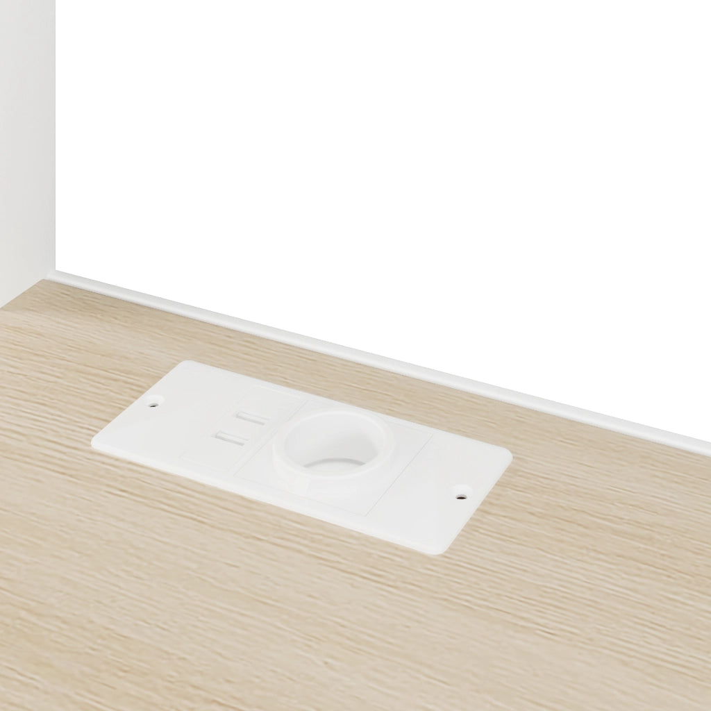 DESMIU Letto a soppalco 140 × 200 cm 1 posto con scrivania, ripiani, USB e LED, senza materasso, bianco