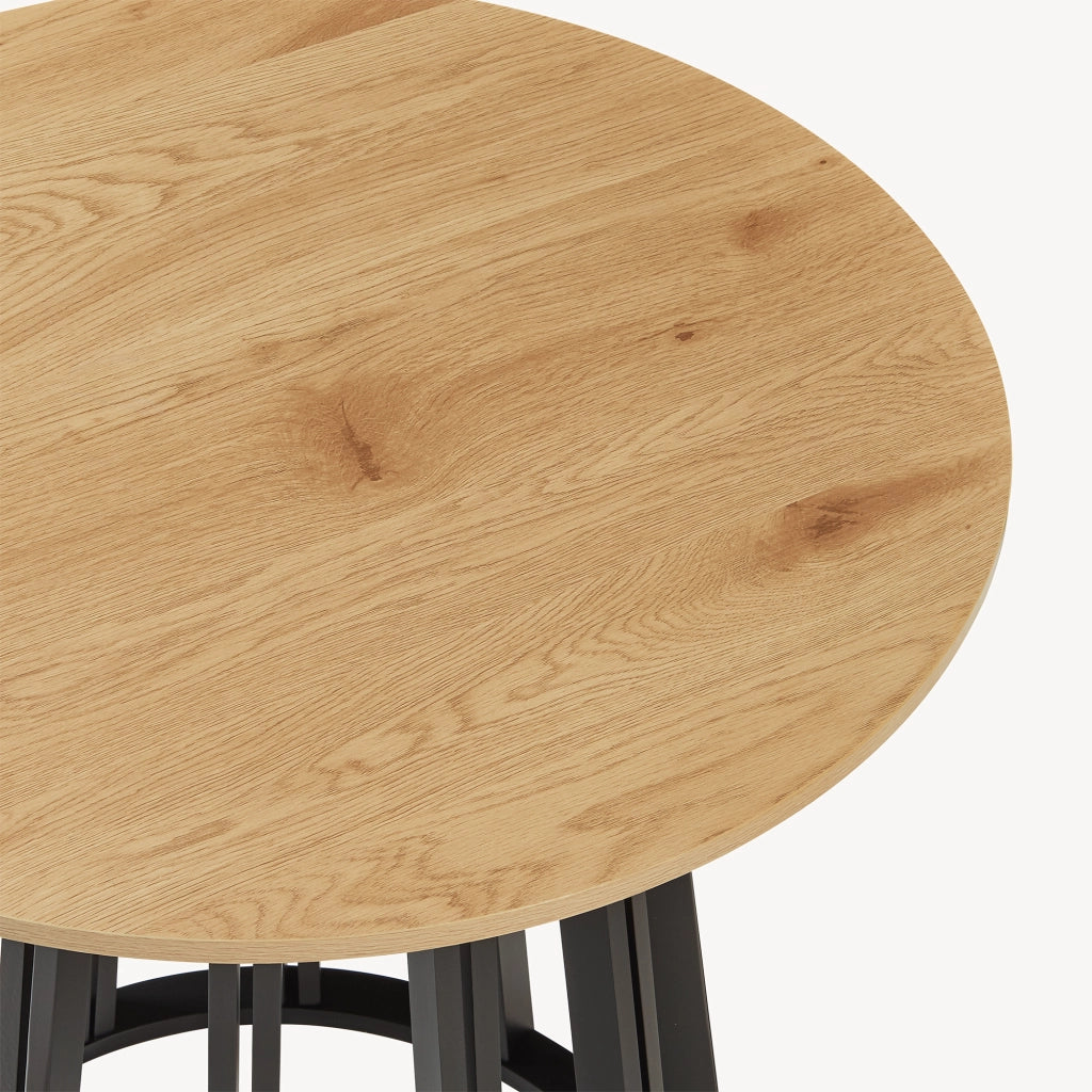 Tavolo Rotondo Lensuu da Pranzo (AxØ) 76 x 80 cm - Effetto Rovere/Nero [en.casa]