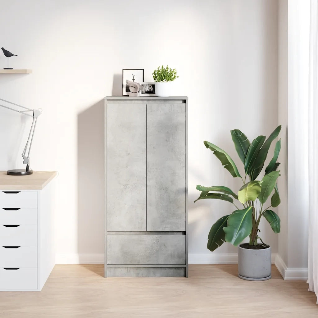 vidaXL Armadio con Cassetto Grigio Cemento 55,5x34x119,5 cm Truciolato