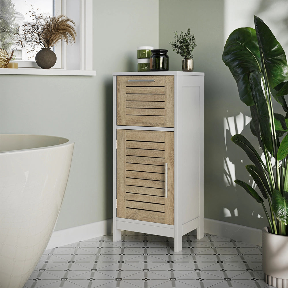 Vicco mobiletto bagno Bianco/quercia 35 x 80 cm con 1 cassetto