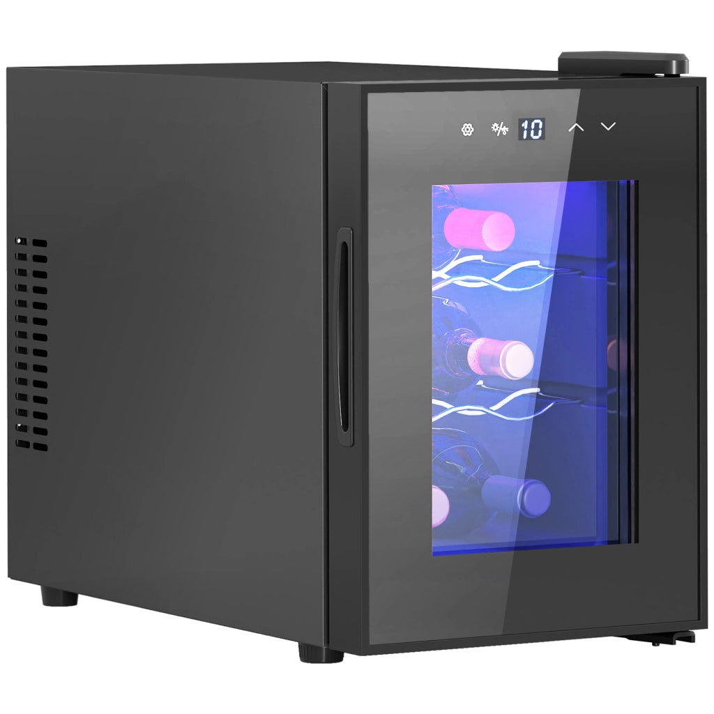 Cantinetta per Vino 6 Bottiglie 17L con LED e Temperatura Regolabile ¨C Zephmum ¨C Nero