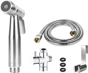 Set di doccia bidet - Bidet spruzzatore in acciaio inox liscio - Incluso tubo, T-fittone e supporto per la parete