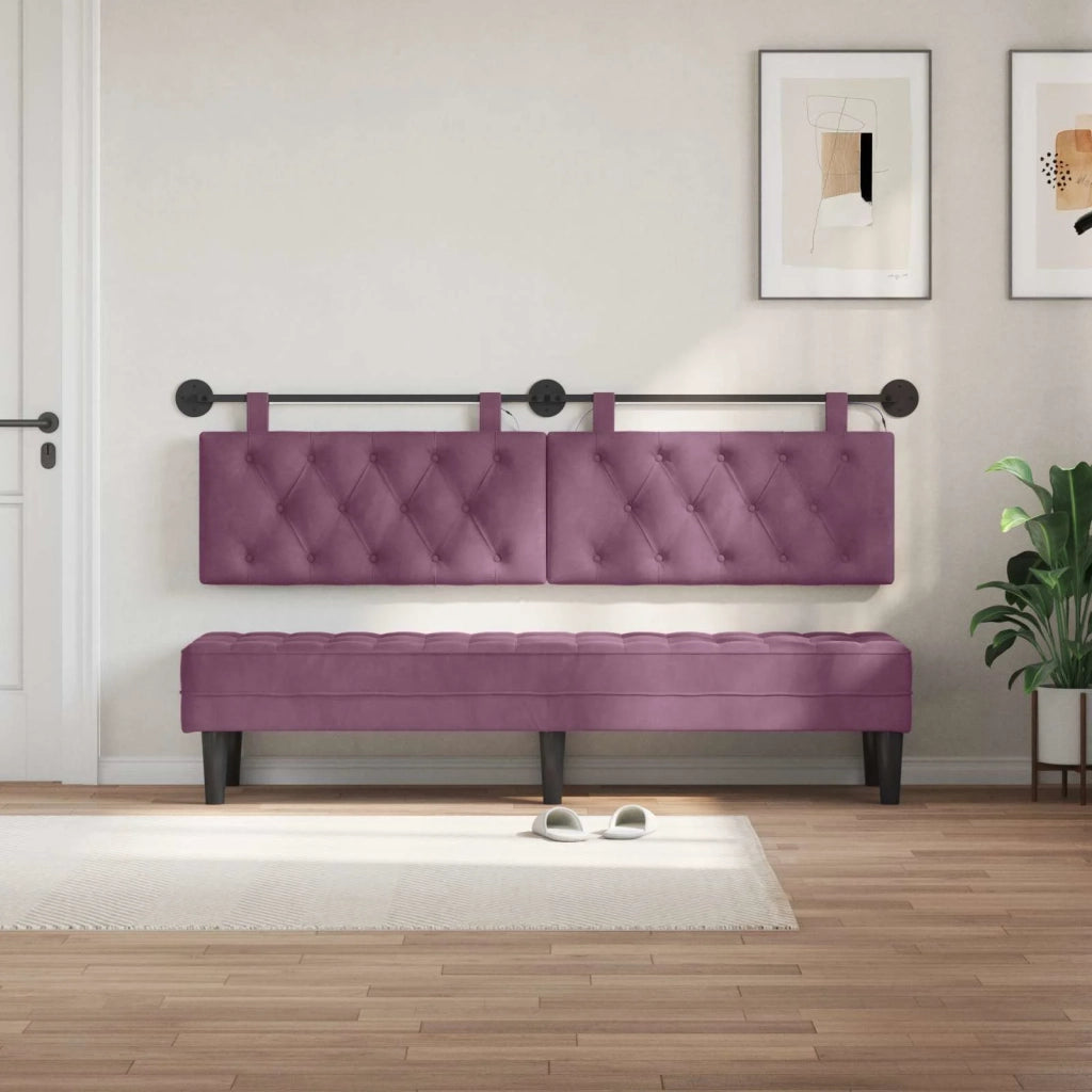 Testiera sospesa Con luce LED Viola Velluto