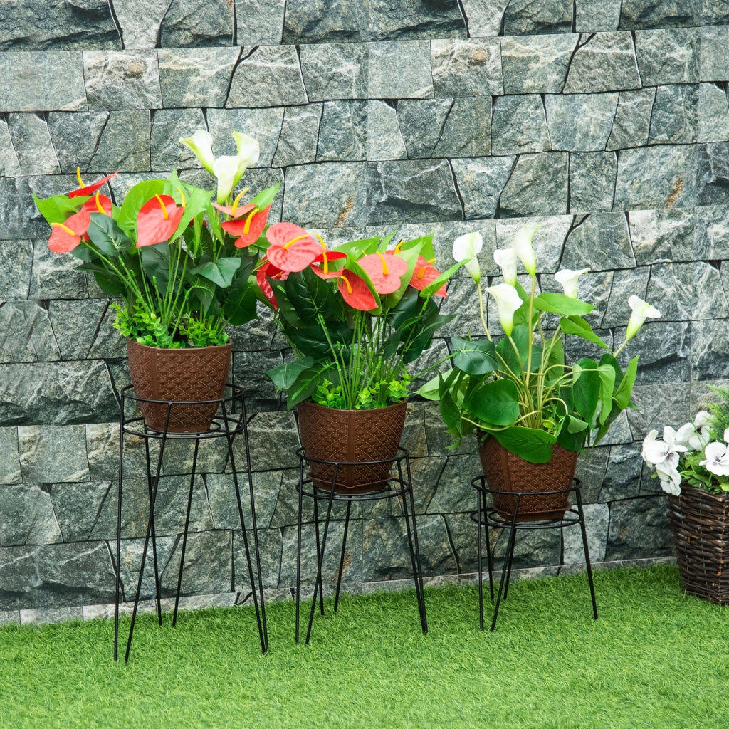 Set di 3 fioriere in metallo ¨C zephmum ¨C nero 23.5x30x42cm