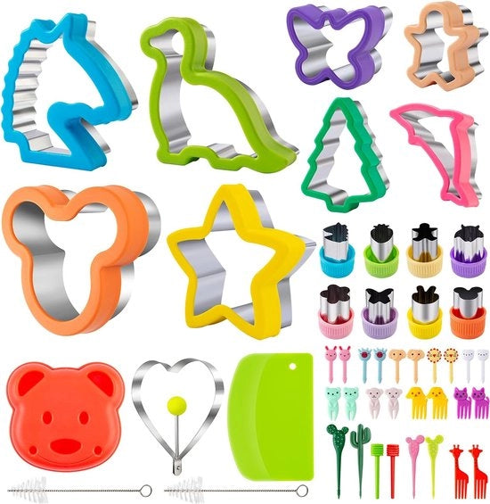Forme di biscotti per bambini, forme di pane e verdure, per bambini, 47 forme di verdure, forme di frutta, acciaio inossidabile, forme di dinosauro