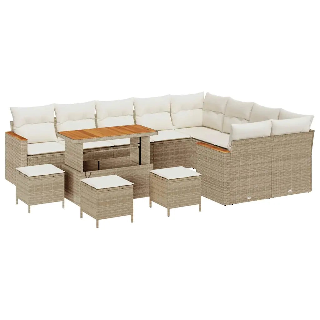 Set Divano da Giardino 13 pcs Beige Rattan in Polipropilene