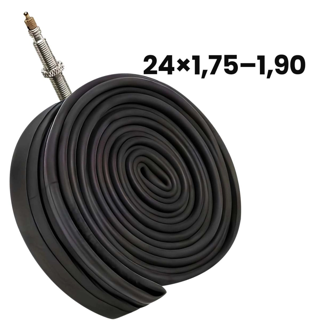 Camera d'aria 24x1.75 a 1.90 per bicicletta in gomma con valvola da 44 mm Nero Avizar