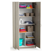 Armadio multiuso 2 ante Zadok, Mobile multifunzionale, Mobiletto scarpiera, Guardaroba porta scarpe, 80x41 h170 cm, Rovere