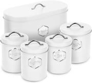 Set di contenitori da cucina in stile, 5 pezzi, aerei, con etichette, da caffè, tè, biscotti, zucchero, pane