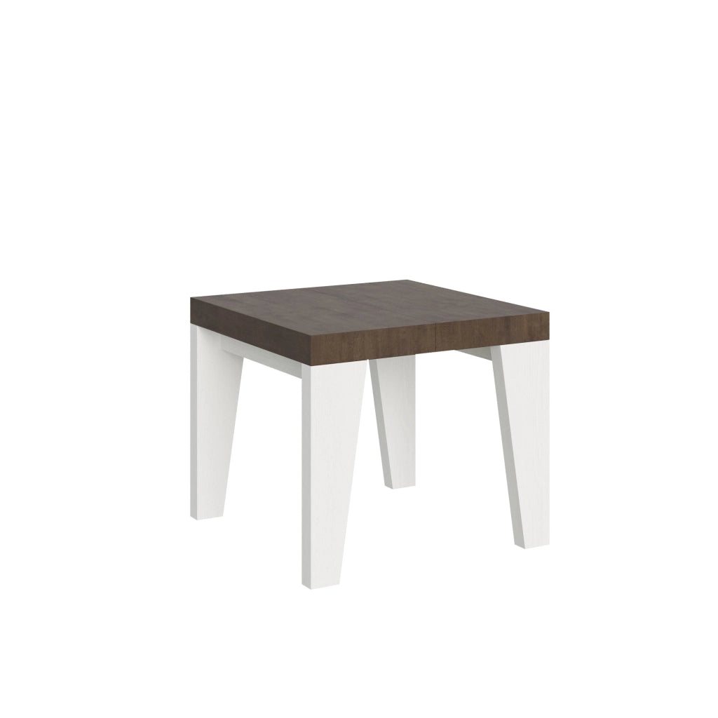 Tavolo Allungabile 90/246x90x77 cm Naxy Mix piano Noce gambe Bianco Frassino