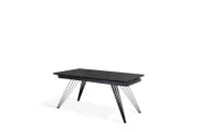 E-STYLO Tavolo allungabile con top marmo nero in ceramica e gambe in metallo nero opaco, 90cm X 160/240 cmcm H. 76cm.