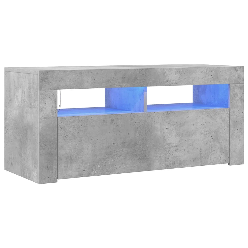 Mobile Porta TV con Luci LED Grigio Cemento 90x35x40 cm 804323