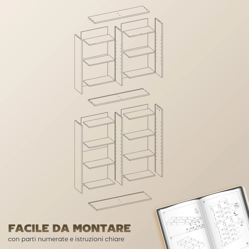 Libreria Porta CD e DVD 78,5x24x175 cm con 14 Ripiani Regolabili Nero