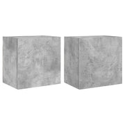 Mobili TV Muro 2pz | Armadietto TV | Mobile Porta TV Grigio Cemento 40,5x30x40 Legno Multistrato