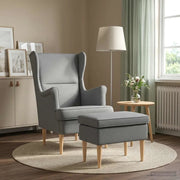 Poltrona con Ottomano 2 pz Grigio Chiaro Tessuto 3418801