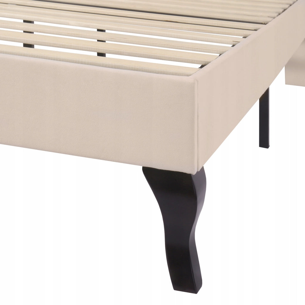 Letto 140x190 in velluto - Xylo - Schienale regolabile, colore beige