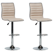 Set di 2 sedie da bar Sedile in ecopelle beige Struttura in argento Altezza del bancone Girevole regolabile in altezza