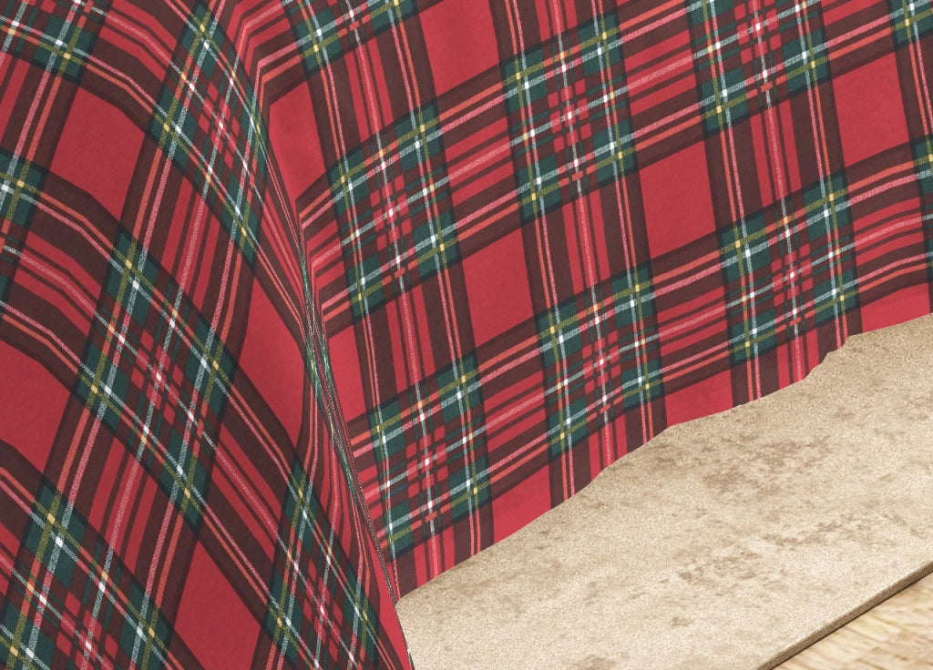 Completo Lenzuola Letto Camera In 100% Cotone Made Italy Vari Disegni RP - Piazza 1-2 - Kilt Rosso