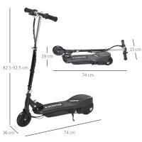 Monopattino Elettrico per Bambini Pieghevole da 120W, Velocità Max 12km/h e Portata 50kg, 74x36x69-91 cm, Nero