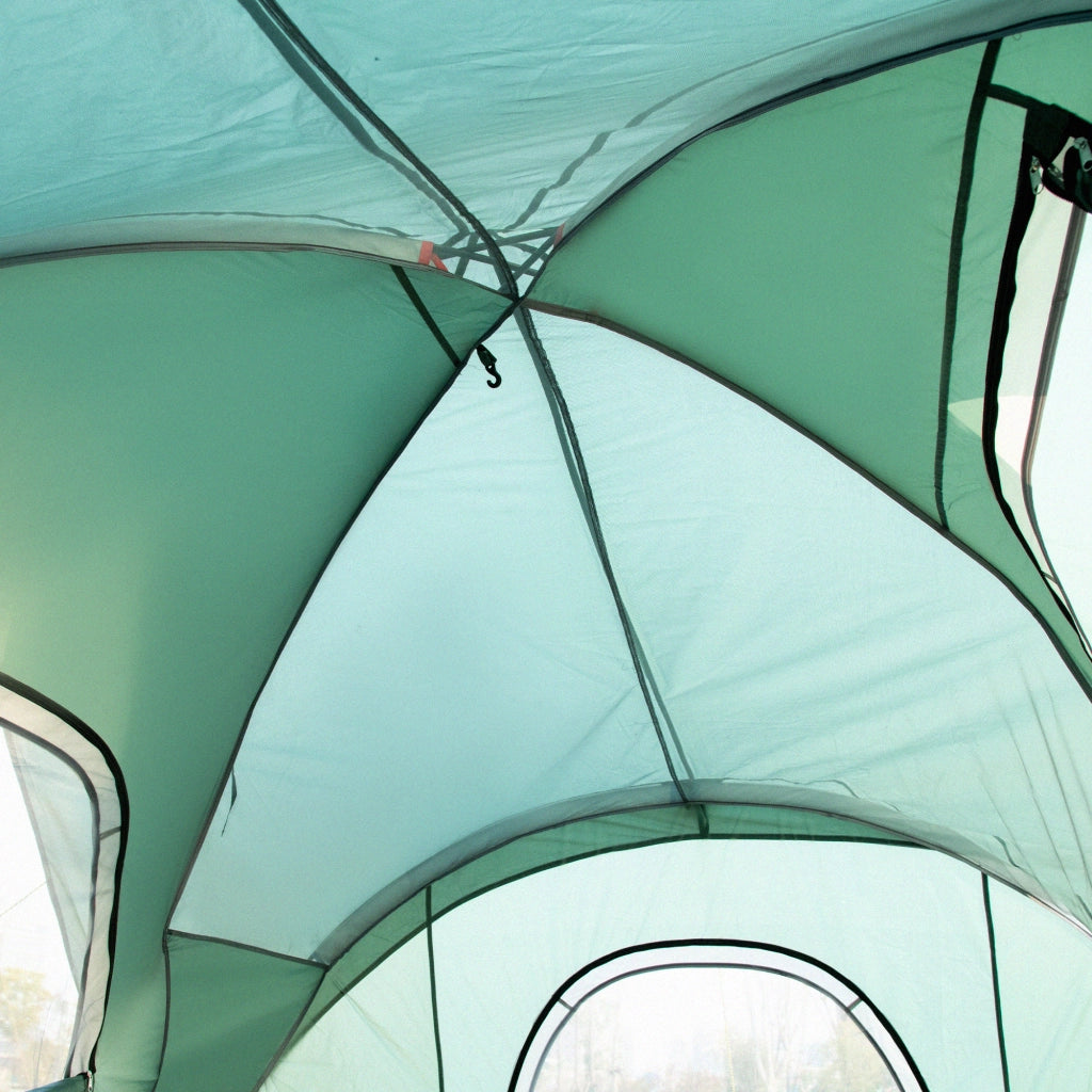 Tenda da campeggio per 5-6 persone: tenda a tunnel con pioli; tenda a cupola; poliestere; verde esercito + nero; 4;55x2;3x1;8m