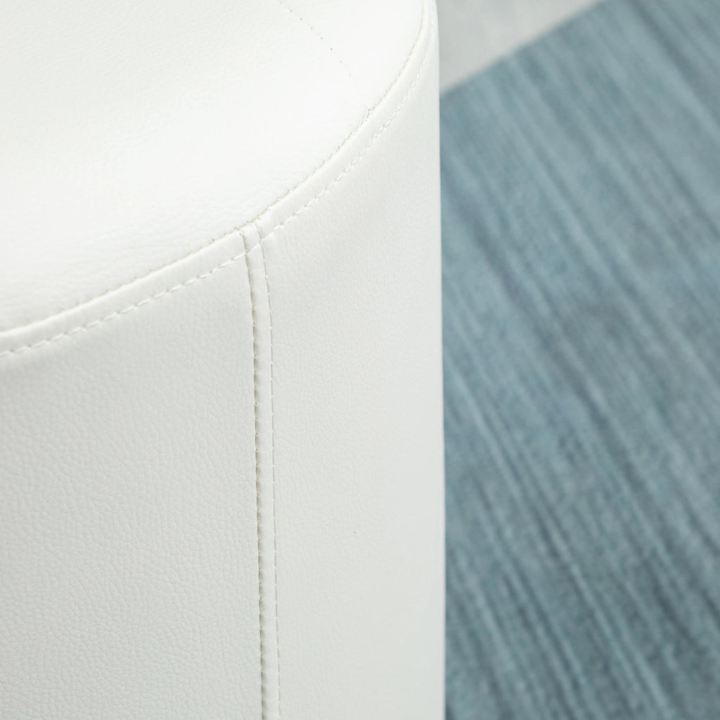 Poggiapiedi rotondo imbottito con base in acciaio ¨C zephmum ¨C ? 45,5x44,5 cm, bianco
