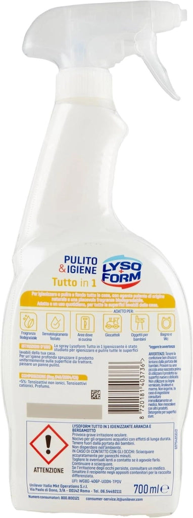 LYSOFORM SPRAY TUTTO IN 1 SET 12 PZ X 700 ML PULITO E IGIENE TE VERDE ARANCIA OKY
