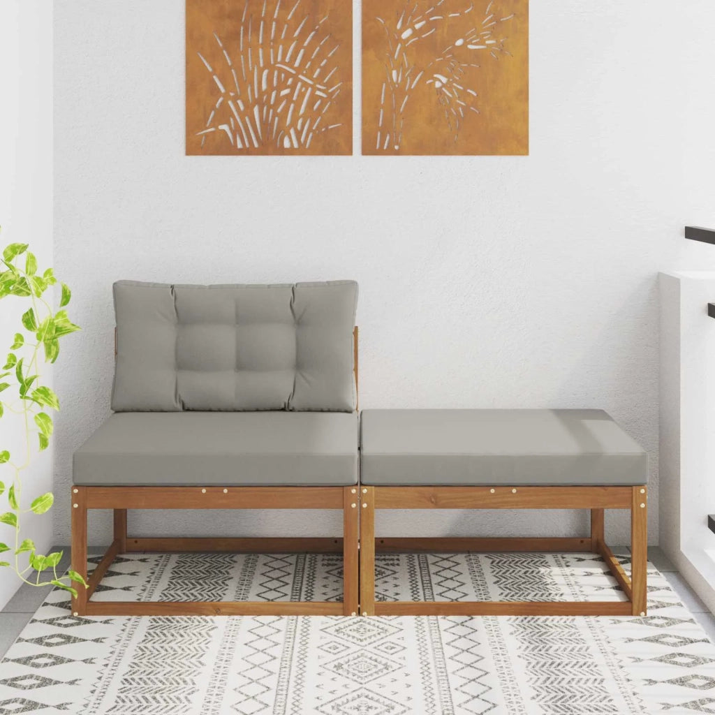 Salotto da Giardino-Divano componibile Sezionale con cuscino 2 Pezzo Naturale 470356