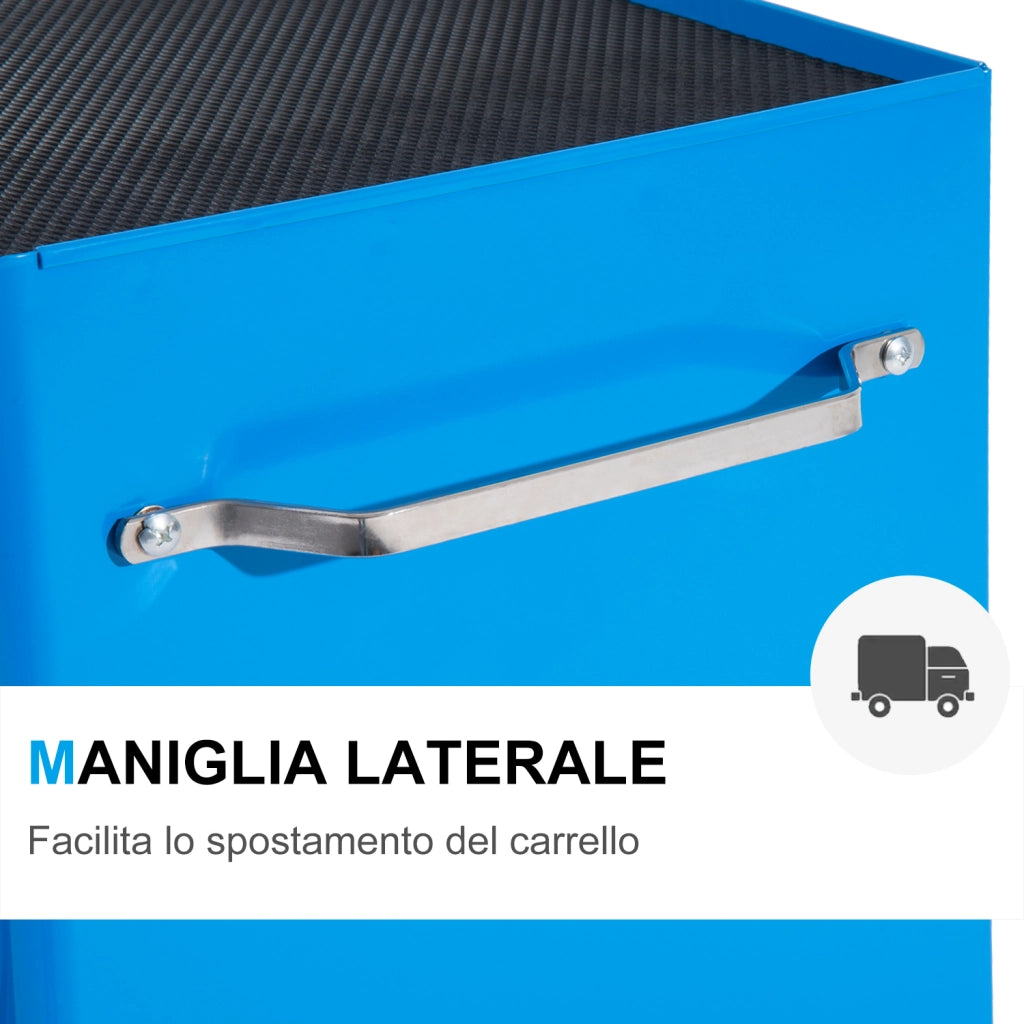 EasyComfort Carrello Porta Utensili Attrezzi Attrezzatura con Cassettiera Azzurro 61.5 x 33 x 82.5cm