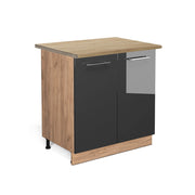 Mobiletto base cucina Fame-Line Antracite lucido/Rovere dorato 80 cm con ripiano, PL Rovere Vicco