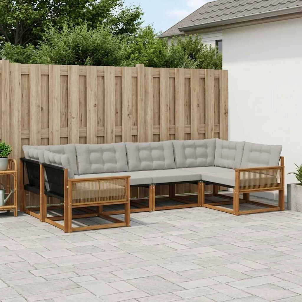 Set di divani da esterno 6 pz Naturale e Grigio Chiaro 3381651