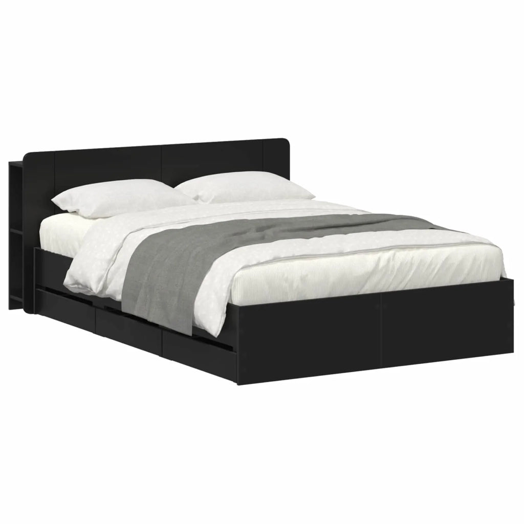 Telaio del letto con storage con testiera Nero 150 x 200 cm 3433967