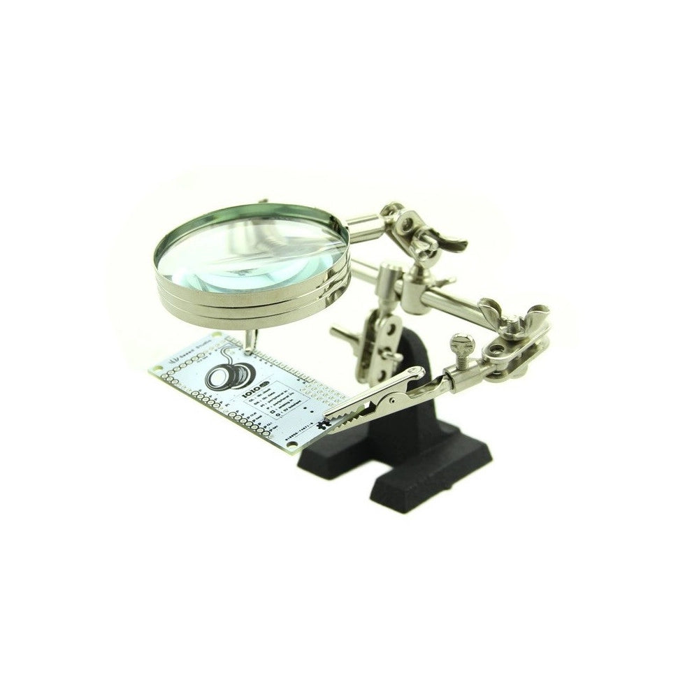 Trade Shop - Lente 3.5" Ingrandimento 2x Con Pinze Terza Mano Da Tavolo Supporto Per Saldature Modellismo -