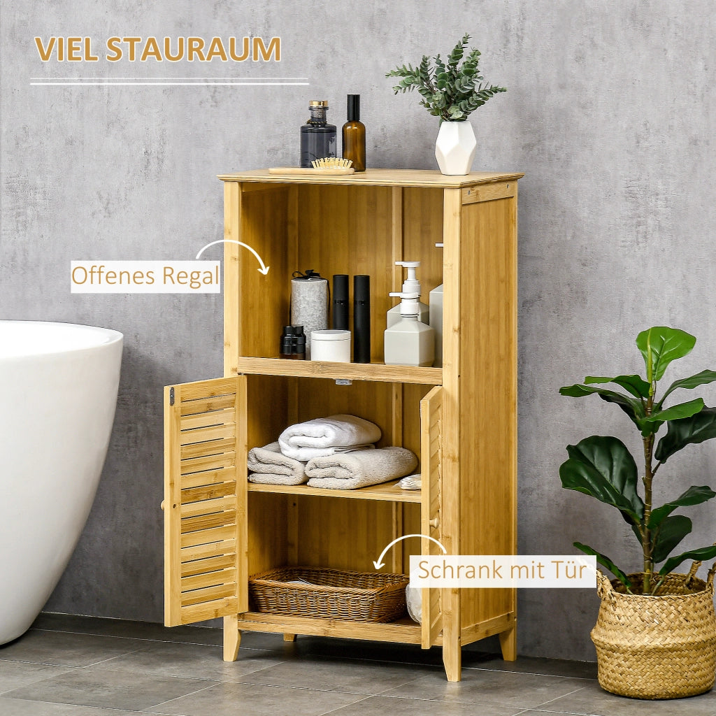 Mobile bagno a colonna in bamb¨´ con 2 ante e ripiano aperto ¨C Xylo ¨C 50x25.5x92cm naturale