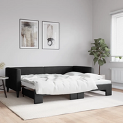 Divano Letto con Letto Estraibile Nero 90x190 cm in Tessuto 3196590