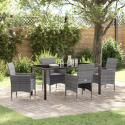 Set da Pranzo da Giardino 5 Pezzi Grigio Rattan Polimerico