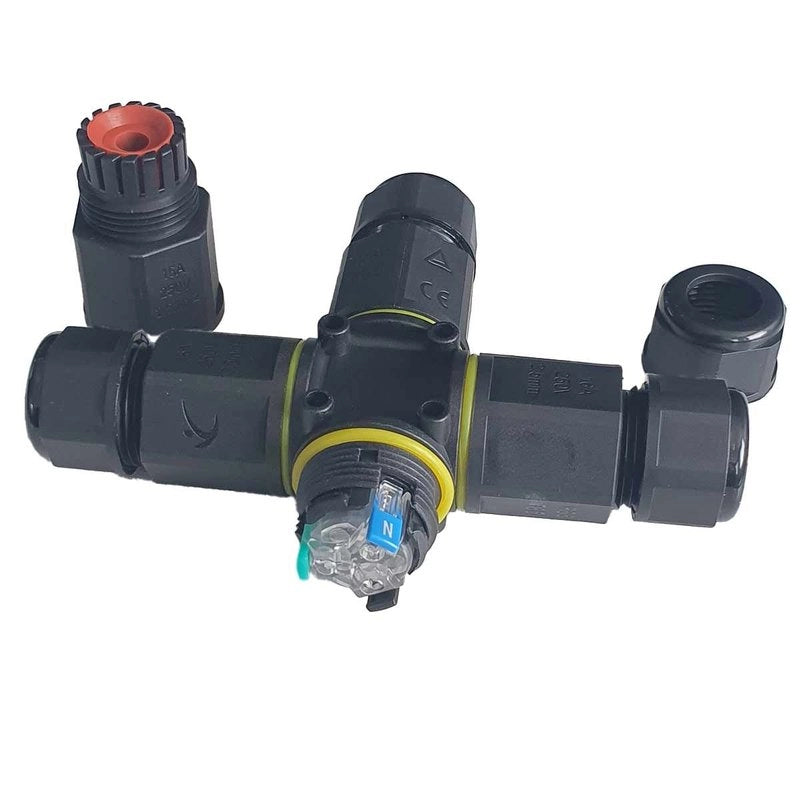 2 Connettori Giunta X IP68 Senza Viti 3 Posti per Cavo Elettrico 6 12mm 122x30mm