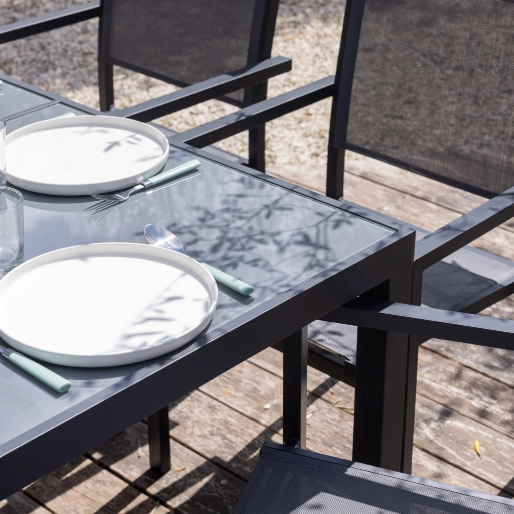 Set di mobili da giardino per 8 persone in textilene grigio CAGLIARI - alluminio antracite