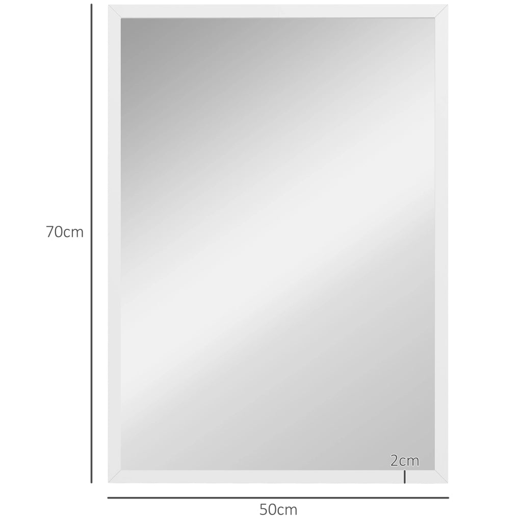 Specchio da Parete Rettangolare 50x70 cm in Vetro e MDF Bianco