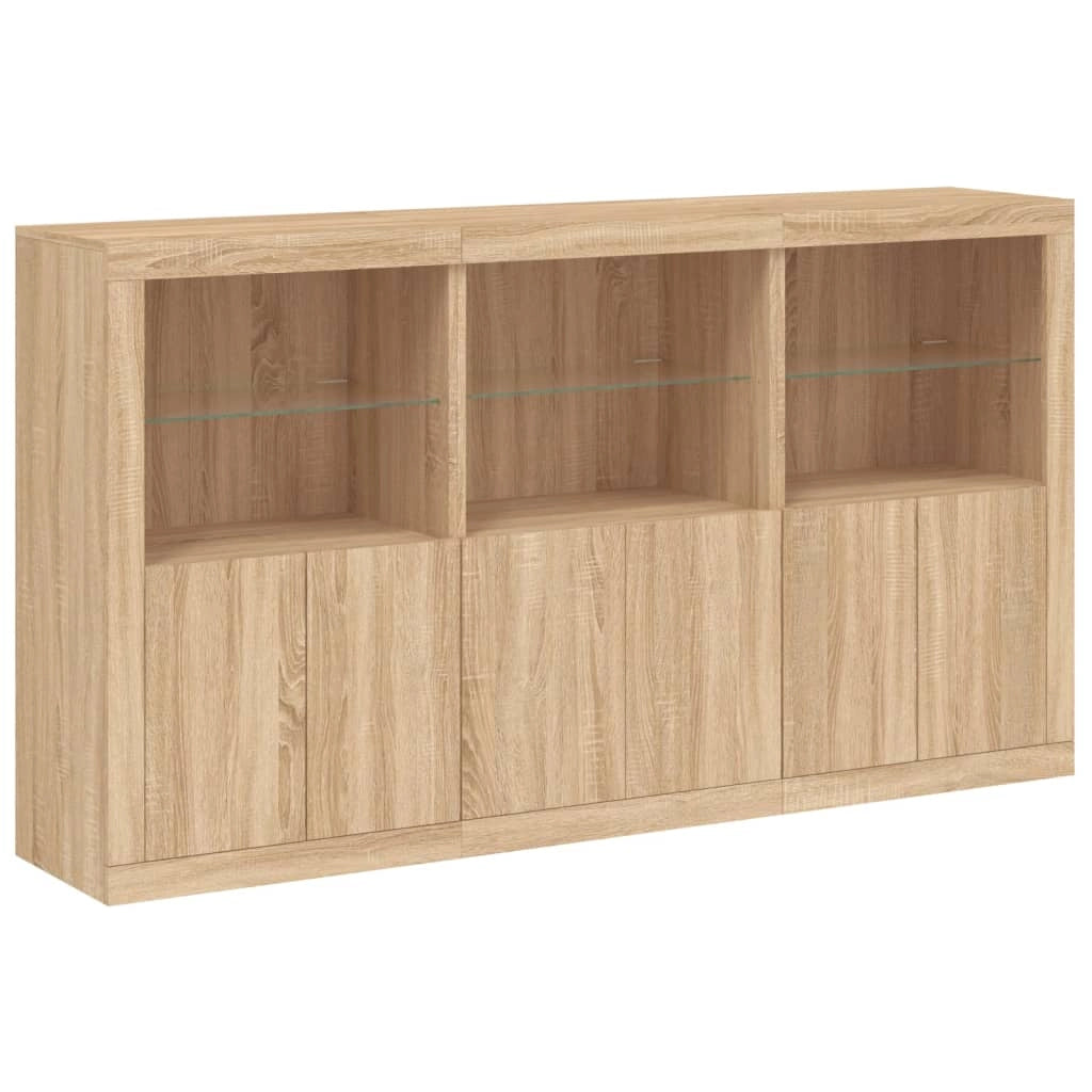 Buffet credenza cassettiera armadio mobile contenitore organizer per cucina soggiorno salotto con luci LED rovere Sonoma 181,5 x 37 x 100 cm marrone 02_0029948