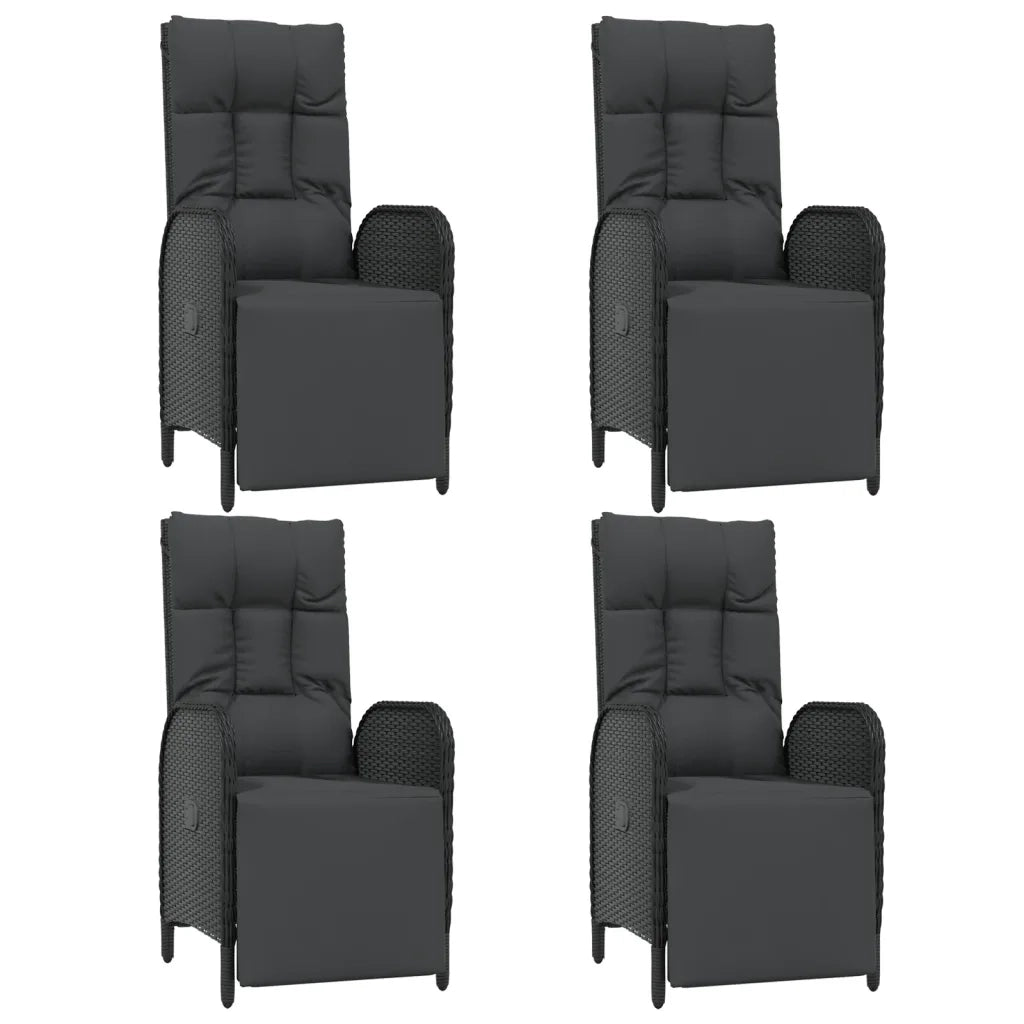 Set da Pranzo da Giardino 5 pz Nero con Cuscini in Polyrattan 3185076