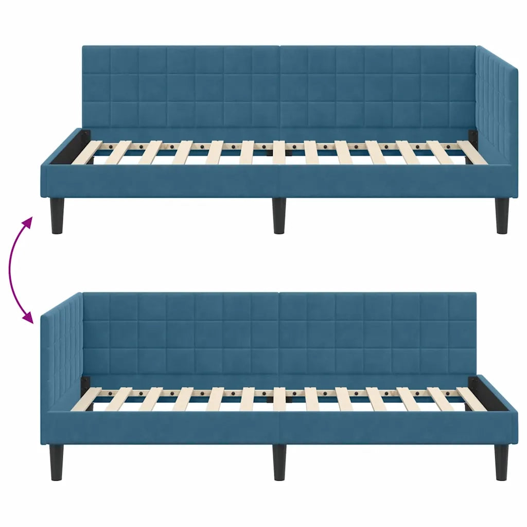 vidaXL Cornice del letto ad angolo Blu 90 x 200 cm Velluto